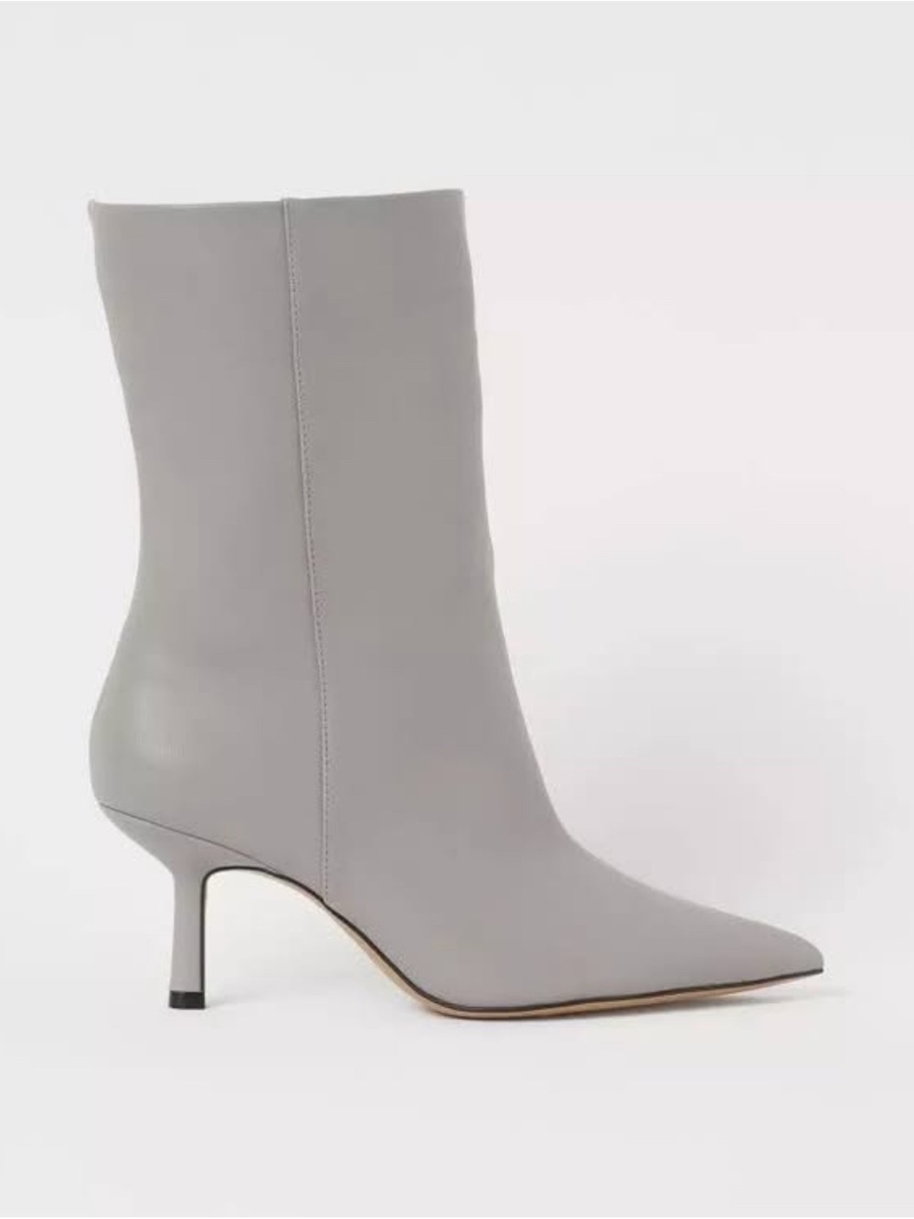 H&M Grey Faux Leather Kitten Heel Ankle Boots